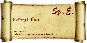 Szőnyi Éva névjegykártya
